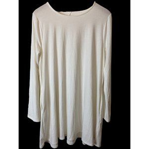 Zenana Premium 1x long tee tunic white stretch lagenlook nwt pockets